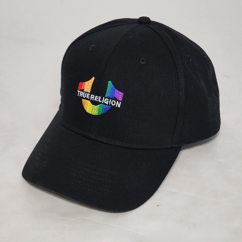 True Religion Pride Rainbow Logo Hat Adult Black Adjustable Snapback‎ Cap OSFM